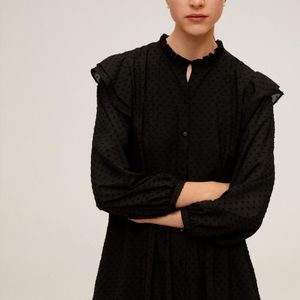 NWT Mango Flowy Ruffle Detail Swiss Dot Dress